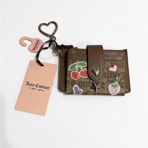 NWT Juicy Couture Brown Card Wallet ALL THINGS JUICY TAB Elongated Chesnut Chino